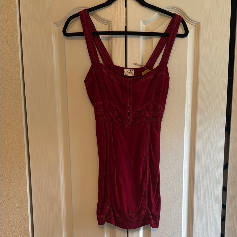 Free People Pink Chemise with Ruched Bodice